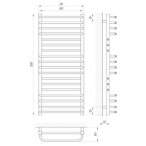 Схема Полотенцесушитель водяной Laris Гермес 500x1200 П18