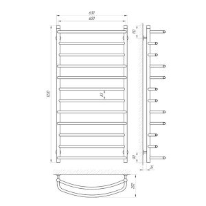 Схема Полотенцесушитель водяной Laris Евромикс 600x1200 П12