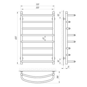 Схема Полотенцесушитель водяной Laris Евромикс 500x800 П8