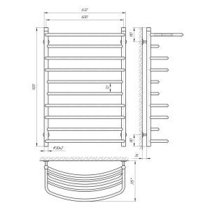 Схема Полотенцесушитель водяной Laris Евромикс 600x900 П10 с полкой