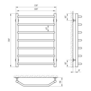 Схема Полотенцесушитель водяной Laris Виктория 500x700 П7