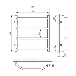 Схема Teplostore Полотенцесушитель водяной Laris Виктория 450x500 П4