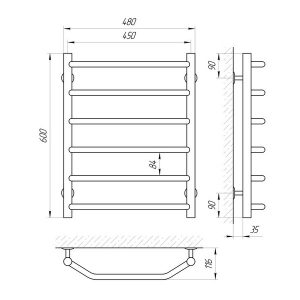 Схема Полотенцесушитель водяной Laris Виктория 450x600 П6