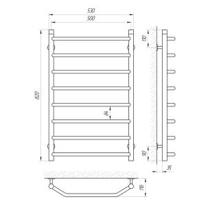 Схема Полотенцесушитель водяной Laris Виктория 500x800 П8