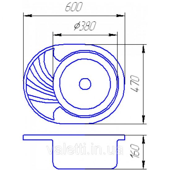 Схема Гранитная мойка Valetti №13 600x470