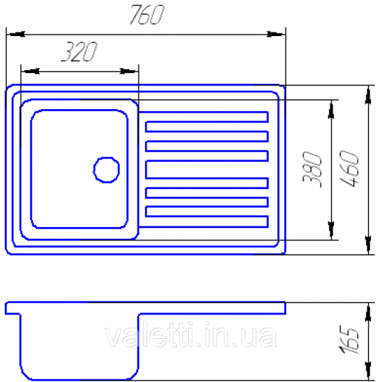 Схема Гранитная мойка Valetti №17 760х460 STD