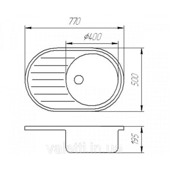 Схема Гранитная мойка Valetti №27 770х500