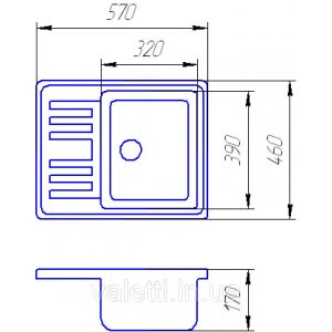 Схема Гранитная мойка Valetti №9 570х460 S-V-LUX