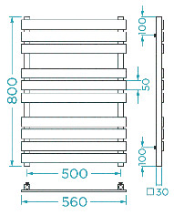 Схема Водяной полотенцесушитель Mario Бетто 800x560/500