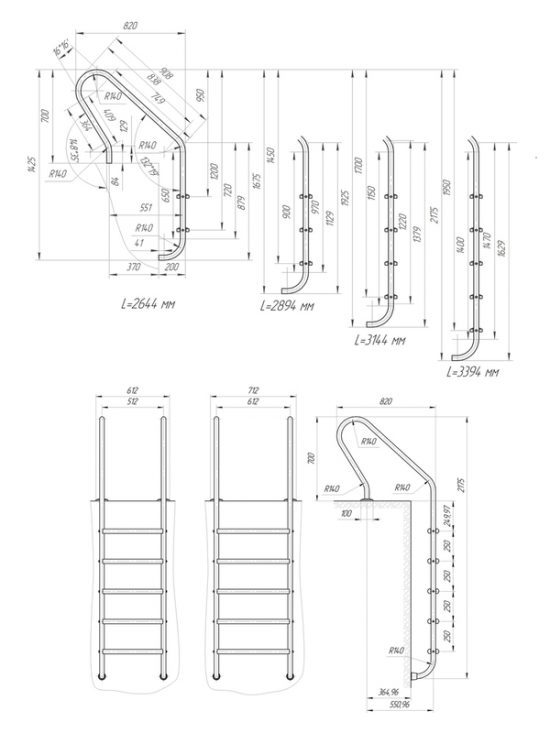 Схема Лестница в бассейн Laris Versalles